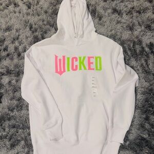 White Hoodie with 'Wicked' Graphic